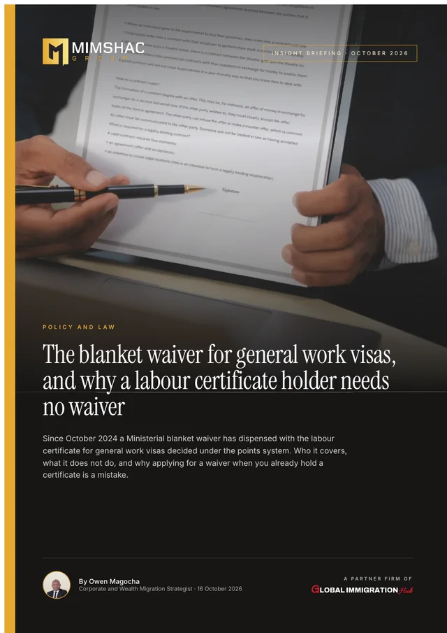 Cover of The blanket waiver for general work visas, and why a labour certificate holder needs no waiver
