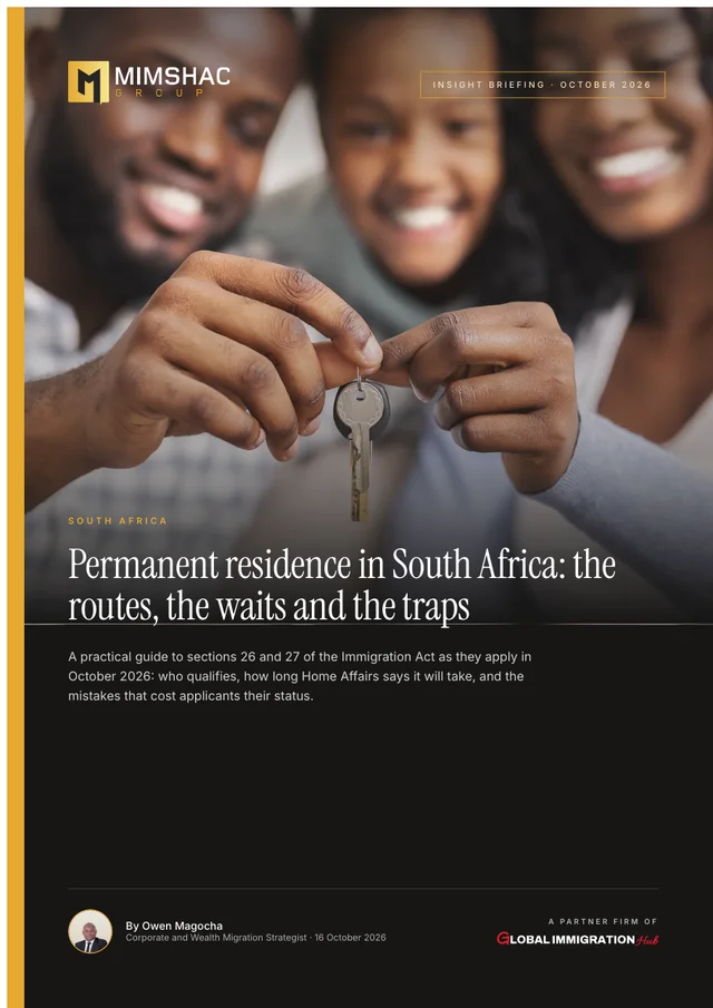 Cover of Permanent residence in South Africa: the routes, the waits and the traps