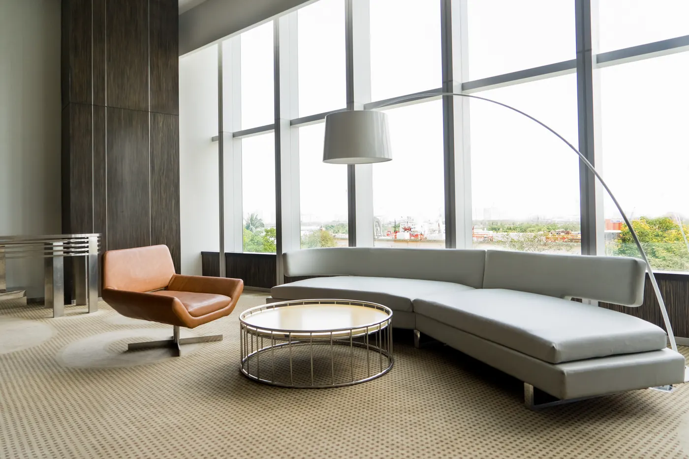 Modern lounge room interior in office building